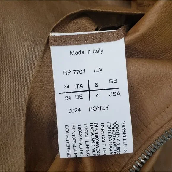Rick Owens Calf Leather Asymmetrical Zip Jacket in Tan Honey Size 4 - Picture 7 of 16